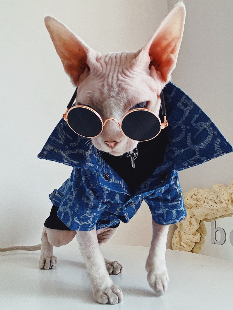 Hairless Cat Clothes Devon Abikonis Denim Jacket Trendy Pet