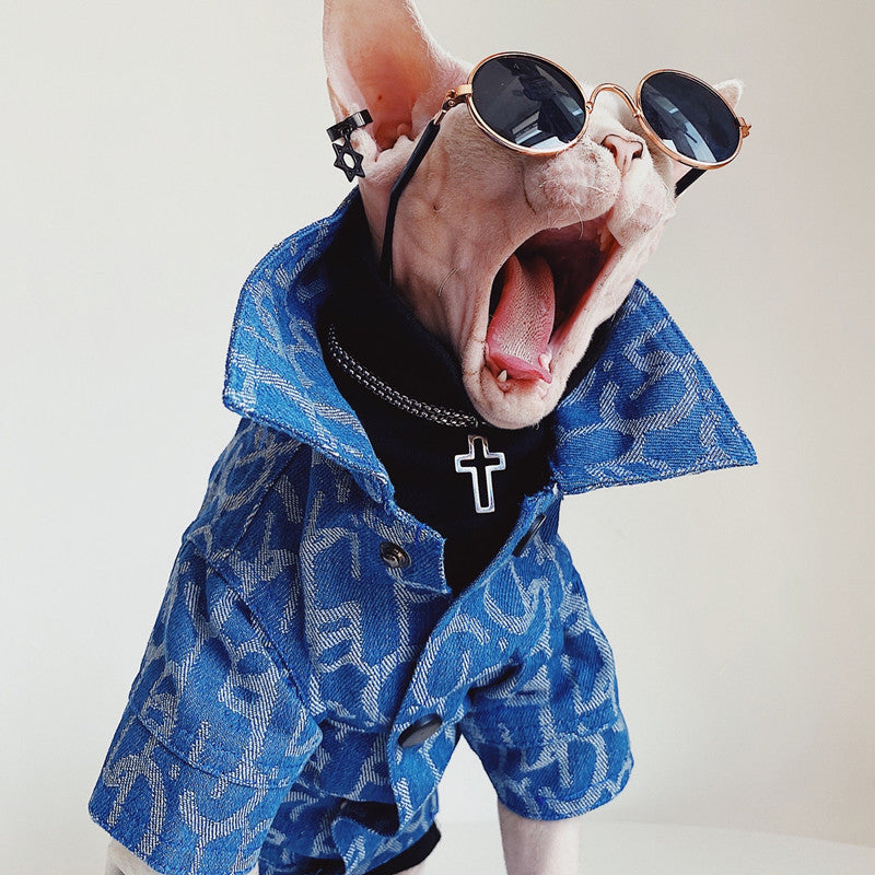 Hairless Cat Clothes Devon Abikonis Denim Jacket Trendy Pet