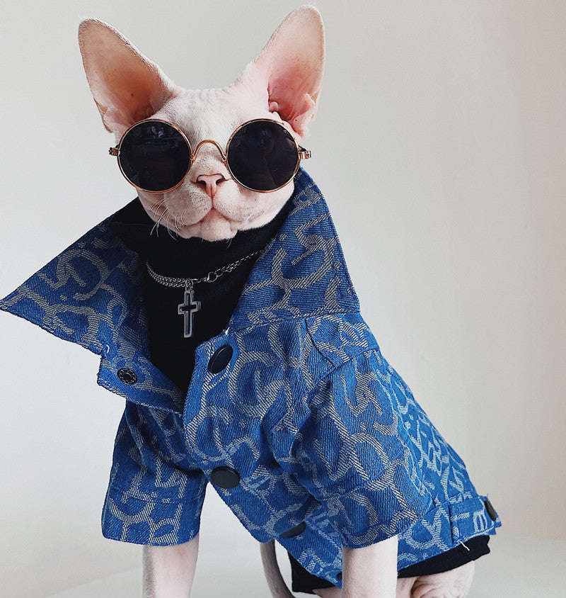 Hairless Cat Clothes Devon Abikonis Denim Jacket Trendy Pet