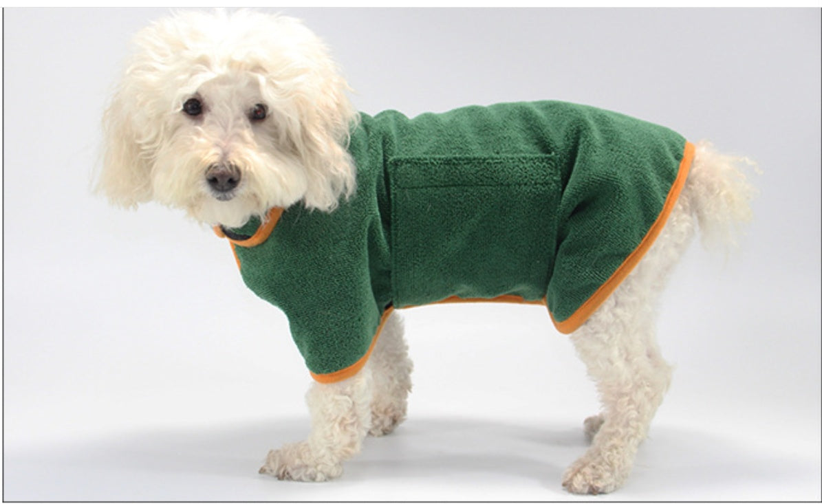 Pet Puppy Clothes Bathing Robe Neck Pet Clothes Tucked Waist Dog Shirts