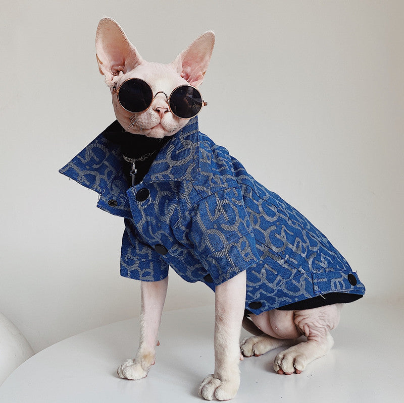 Hairless Cat Clothes Devon Abikonis Denim Jacket Trendy Pet