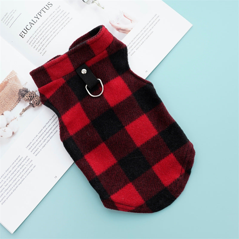 Polar Fleece Plaid Vest Teddy Bichon Dog Cat Clothes