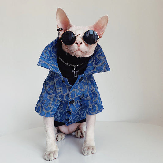 Hairless Cat Clothes Devon Abikonis Denim Jacket Trendy Pet