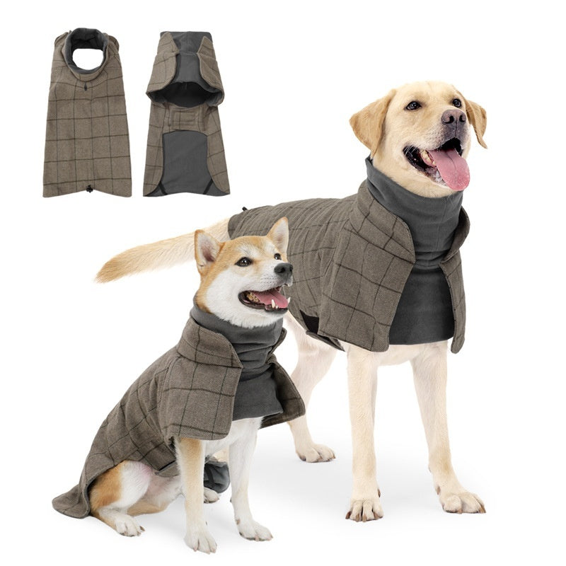 Dog Cotton Clothing British Style Dog Suit Vest Cold-proof Warm Dog Clothes Dog Cloak