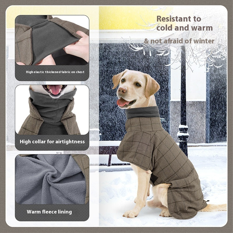 Dog Cotton Clothing British Style Dog Suit Vest Cold-proof Warm Dog Clothes Dog Cloak