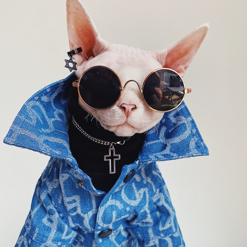 Hairless Cat Clothes Devon Abikonis Denim Jacket Trendy Pet