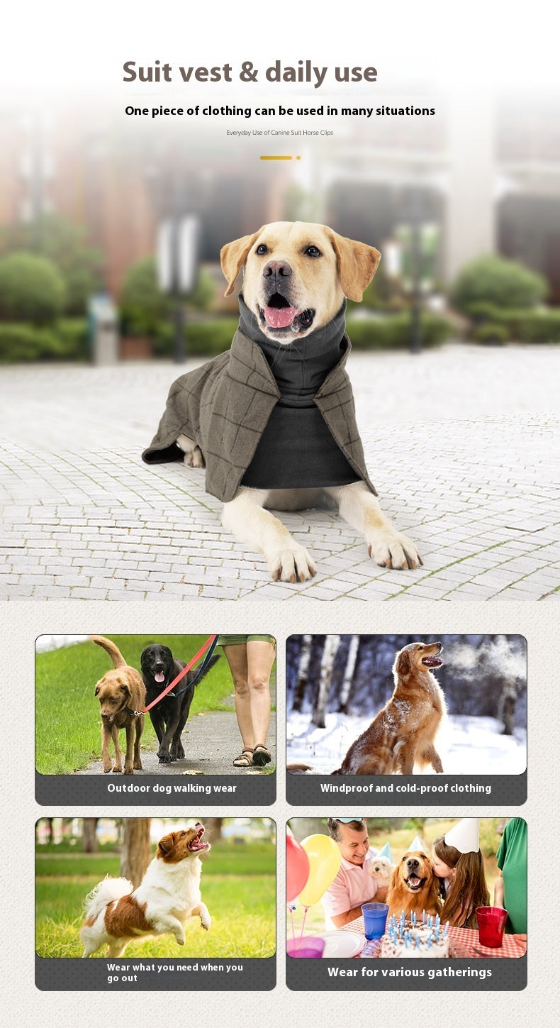 Dog Cotton Clothing British Style Dog Suit Vest Cold-proof Warm Dog Clothes Dog Cloak